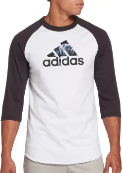 Adidas Men's Triple Stripe Graphic ¾ Sleeve Baseball Shirt
